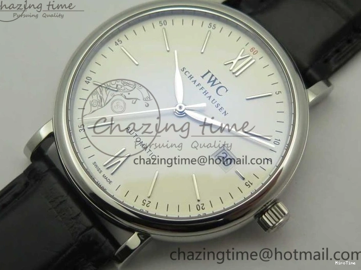 MIROTIME 0518 Supportive Portofino Automatic SS AF 1:1 Best Edition White Dial on Black Croco Leather Strap A 7184